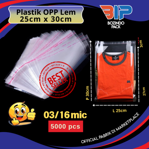 Plastik OPP 25 x 30 03/16 mic Kantong Opp Tipis Lem Bening Transparan Berkualitas