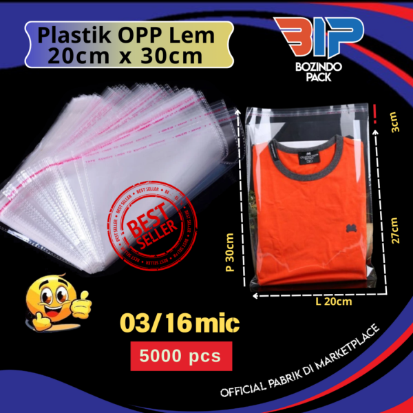 Plastik OPP 20 x 30  03/16 mic  Kantong  Opp Tipis Lem Bening Transparan Berkualitas
