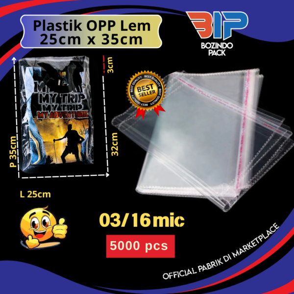 Plastik OPP 25 X 35 03/16 mic Kantong Plastik Opp Tipis Lem Bening Transparan