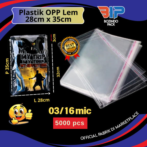 Plastik OPP 28 X 35 03/16 mic Kantong Plastik Opp Tipis Lem Bening Transparan