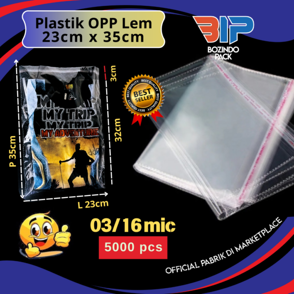Plastik OPP 23 X 35 03-16 mic isi 100 500 Kantong Plastik Opp Tipis Lem Bening Transparan