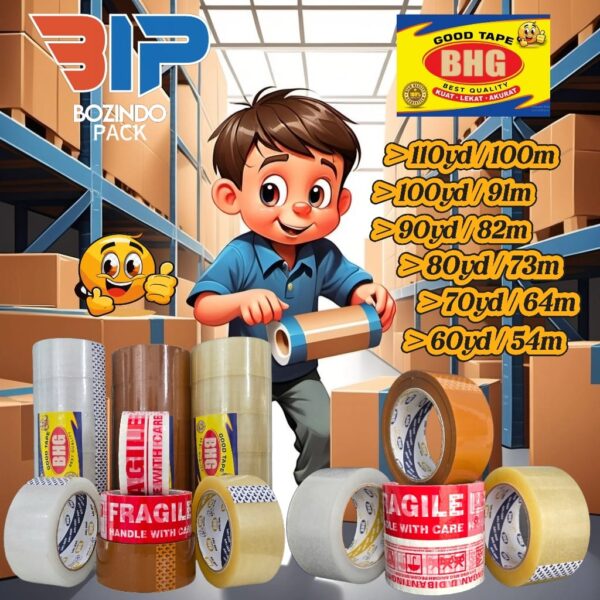 Lakban BHG Good Tape OPP 45 Mic 1 DUS 72 Roll Clear White - Gambar 2